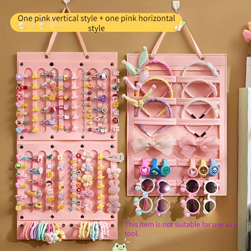 Настенная полка-органайзер для хранения аксессуаров для волос из фетра, держатель для зажимов, ободков и резинок