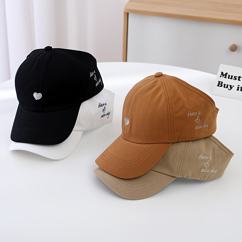 Kids Sun Protection Baseball Cap for Girls and Boys Heart Pattern Fitted Spring Summer