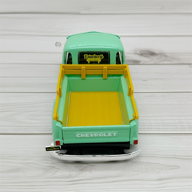 Coche de modelo de hojalata para niños a escala 1:25, camión pickup vintage verde de aluminio