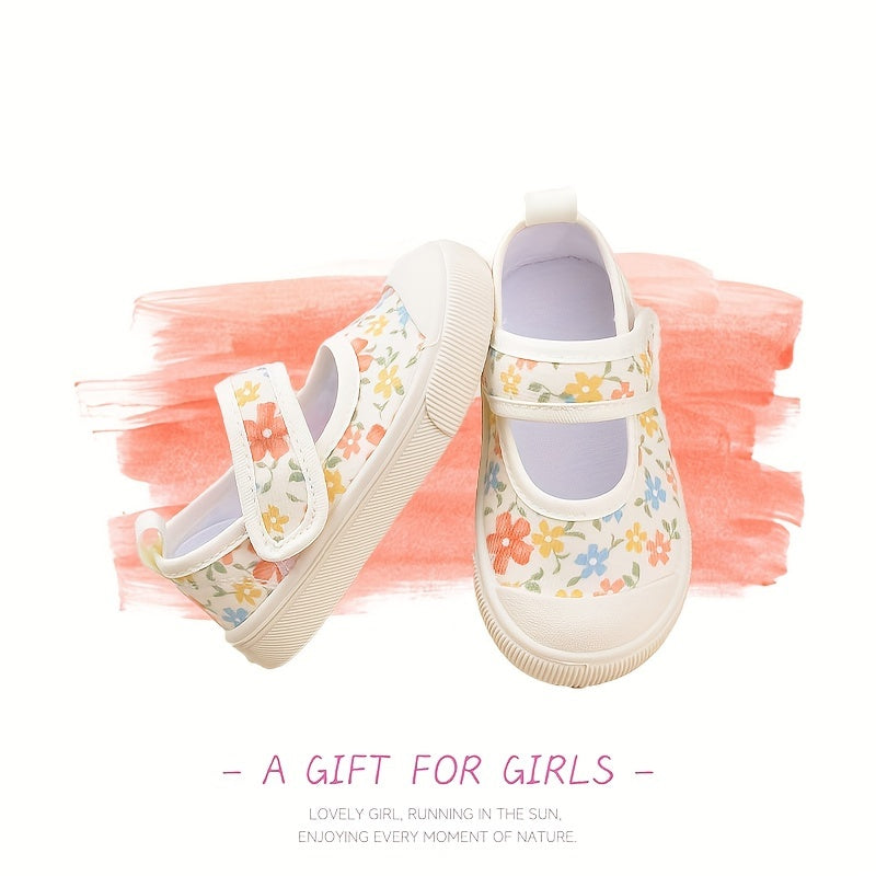 Girls Floral Canvas Sneakers Non-Slip Breathable Casual for Spring Fall