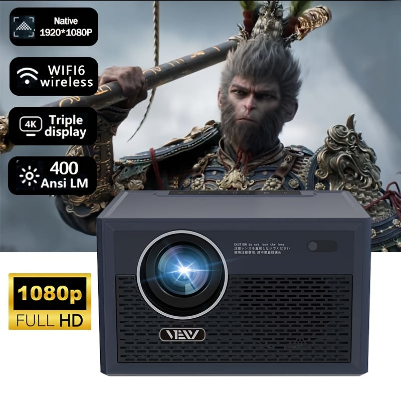 Full HD Projector with WiFi6, 7.62m Display, Android, Smart Home Theater