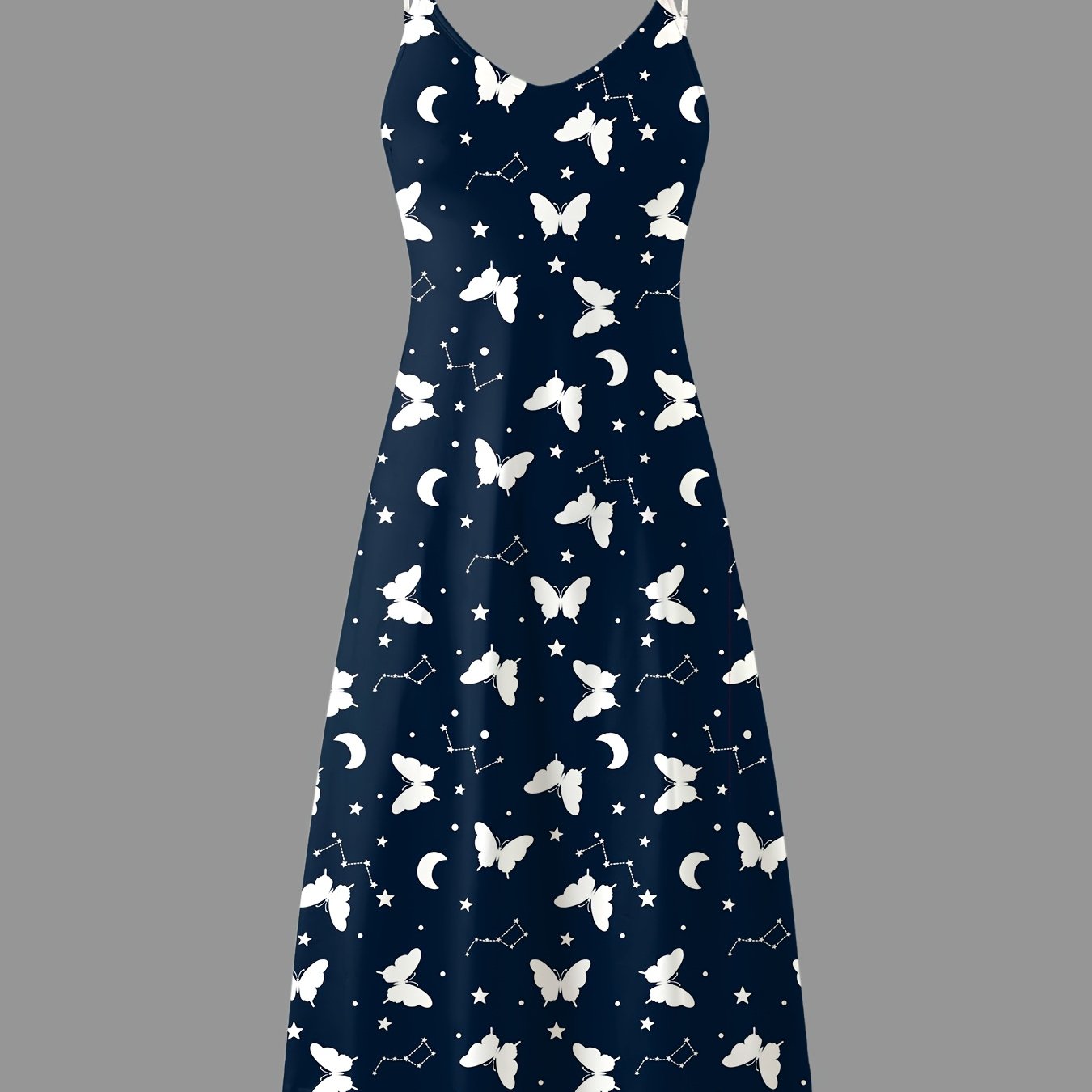 Vestido sin tirantes de estampado celestial azul marino para mujer, ropa casual de temporada, ropa de descanso