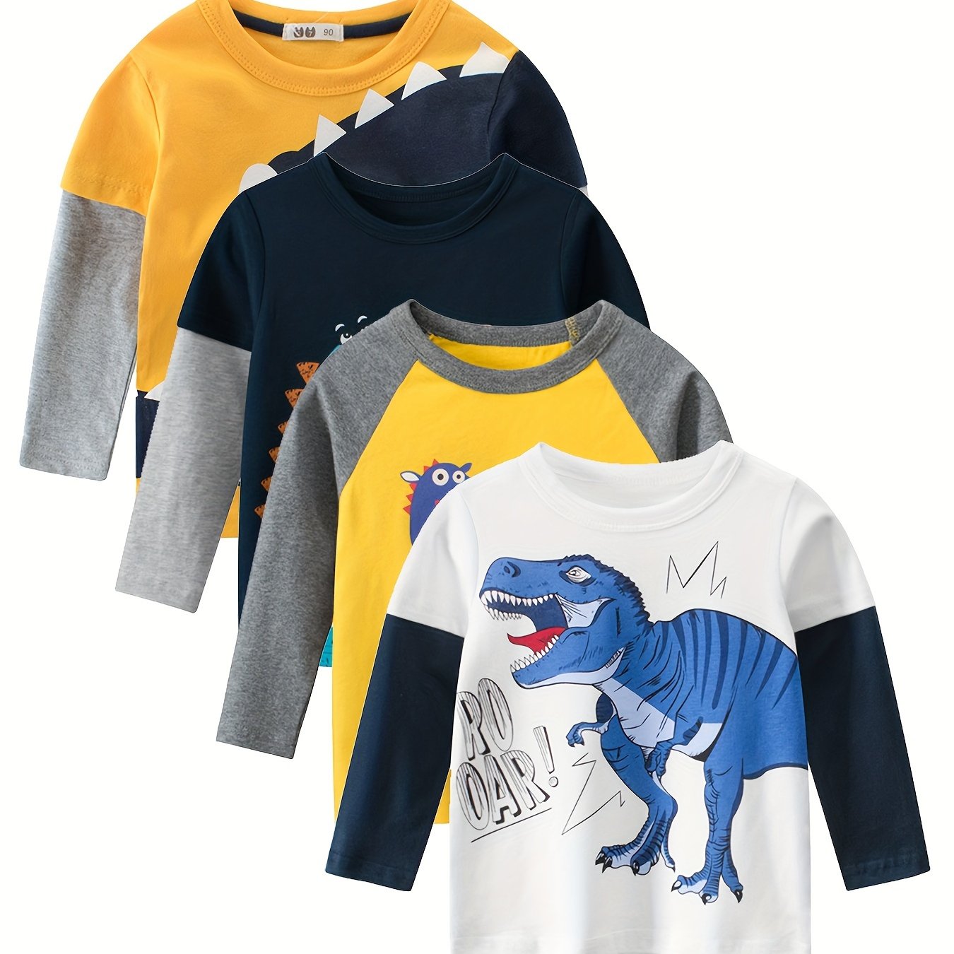 Kids Boys Long Sleeve Cotton T-Shirt Casual Spring Fall Cartoon Pattern