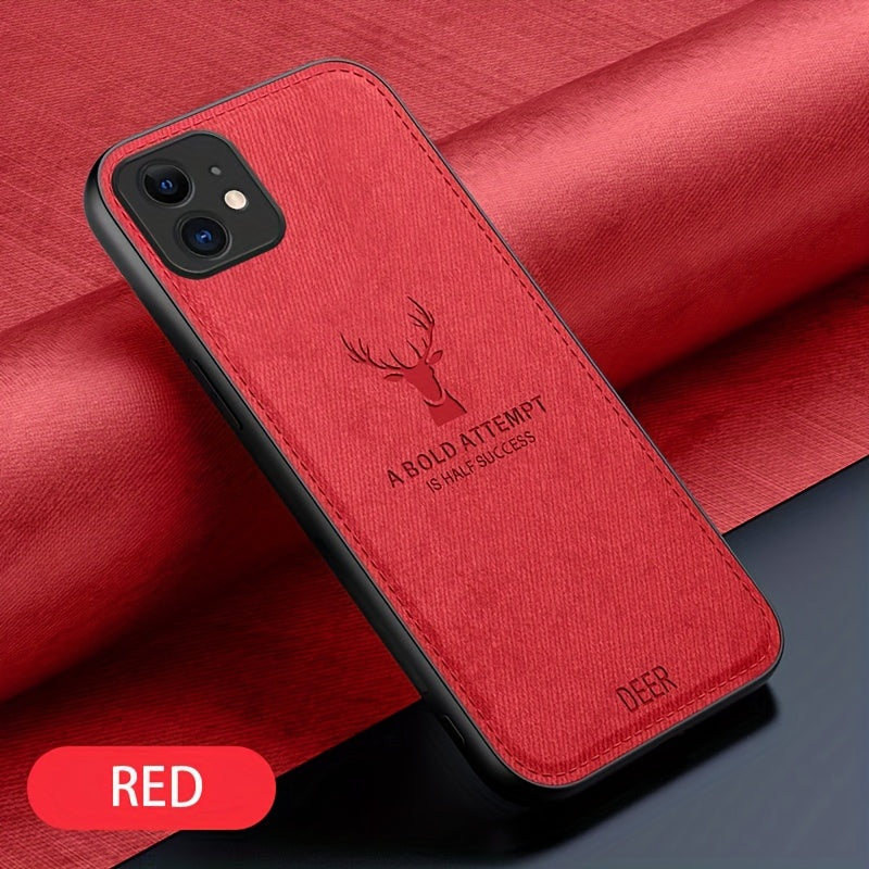 Faux Leather Deer Head Phone Case for iPhone Shockproof Slim Drop Resistant