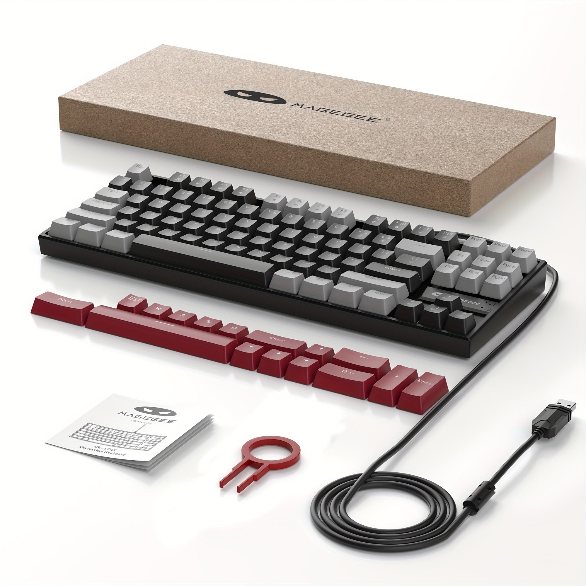 87-Key Mechanical Gaming Keyboard Backlit Wired Ergonomic Black and Blue