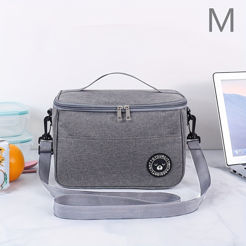 Large Capacity Portable Lunch Bag Cationic Oxford Cloth Thermal Bento for School and Kitchen