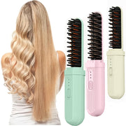 Portable USB Rechargeable Hair Straightener and Curler with Thermal Ion Comb and Anti-Scalding Safety