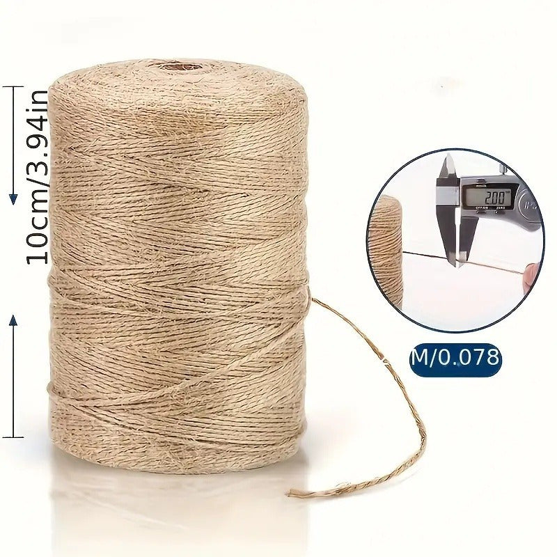 Durable Jute Rope 656 Feet 2mm Thick for Crafts Gardening Gift Wrapping Decorations