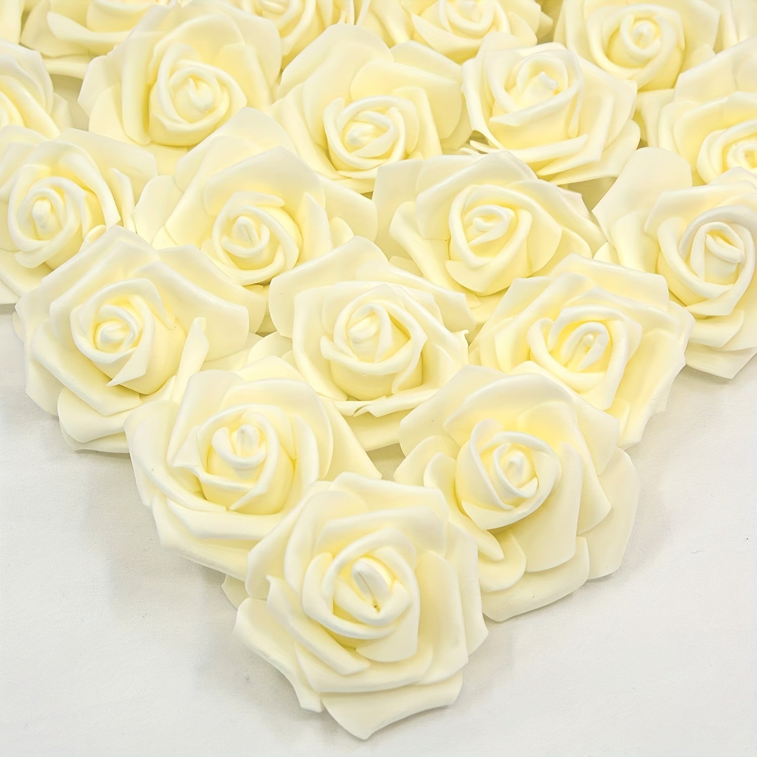 50 Pieces Artificial Foam Rose Flower Heads Ivory White for Wedding Party Home Decor