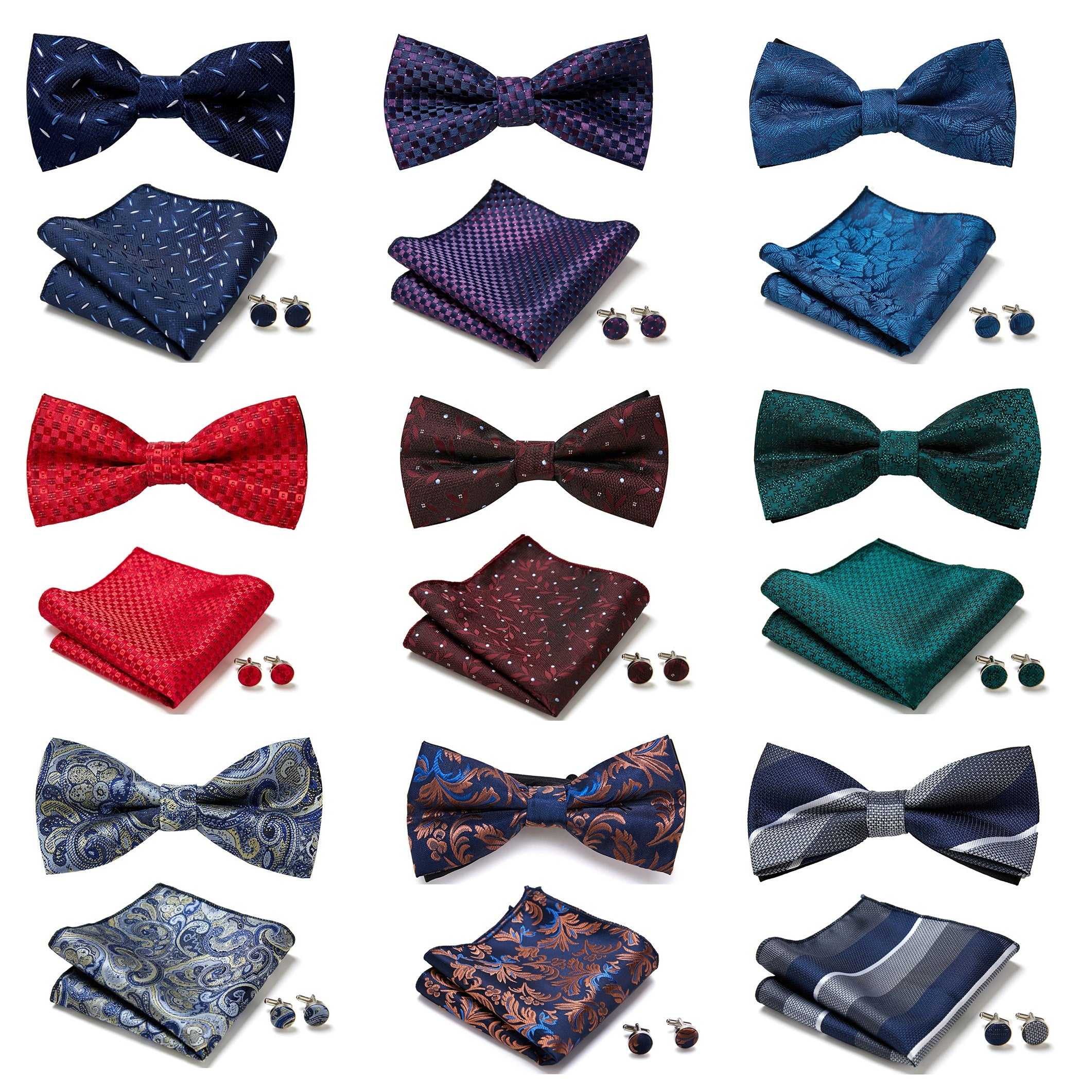 Men's Blue Polyester Tie and Pocket Square Set Floral Pattern for Formal Events