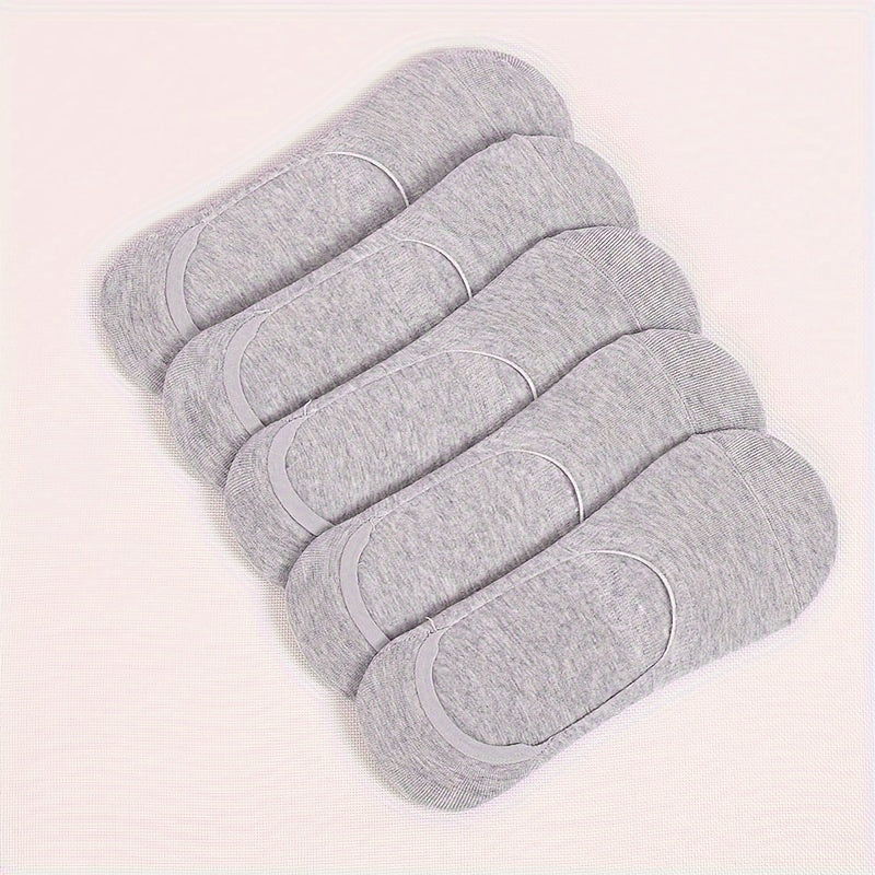 Men's Solid Color Boat Socks 5 Pairs Silicone Anti-Slip Low-Cut Summer Spring