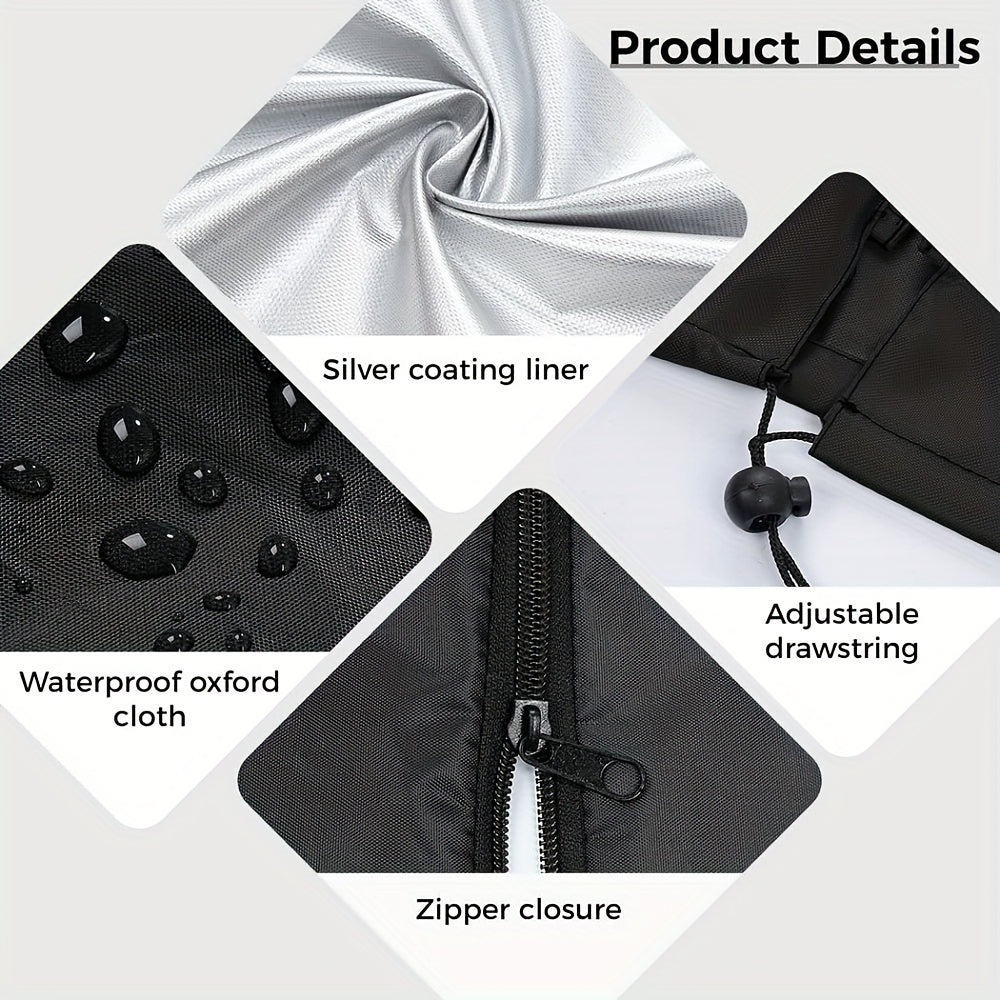 Outdoor Sun Protection Cover Polyester Taffeta Zipper Drawstring Black