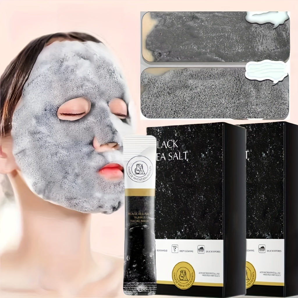 12-Pack Black Sea Salt Bubble Masks for Normal Skin Moisturizing Gel Travel-Friendly