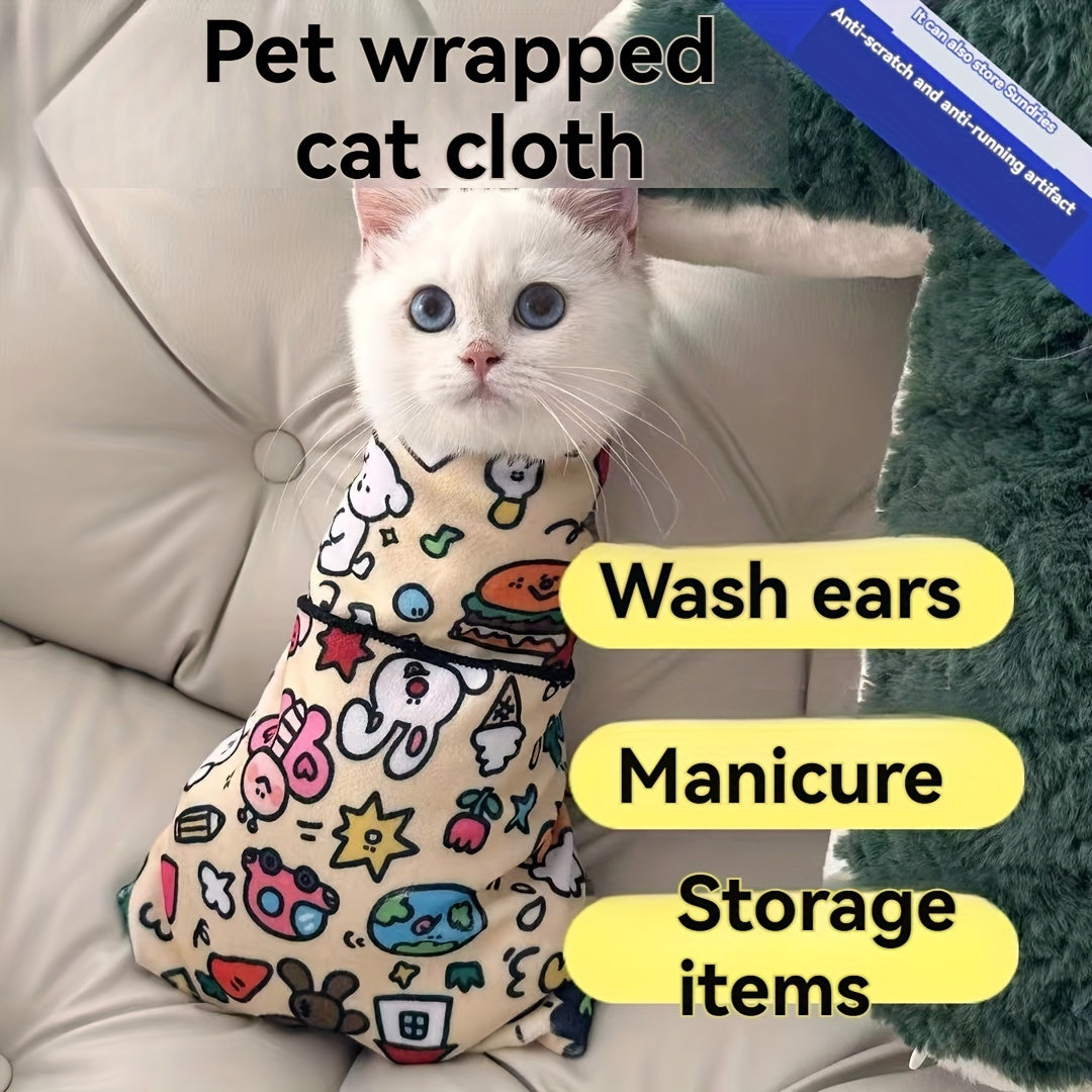 Polyester Cat Grooming Wrap for Ear Cleaning Nail Trimming Storage Organization