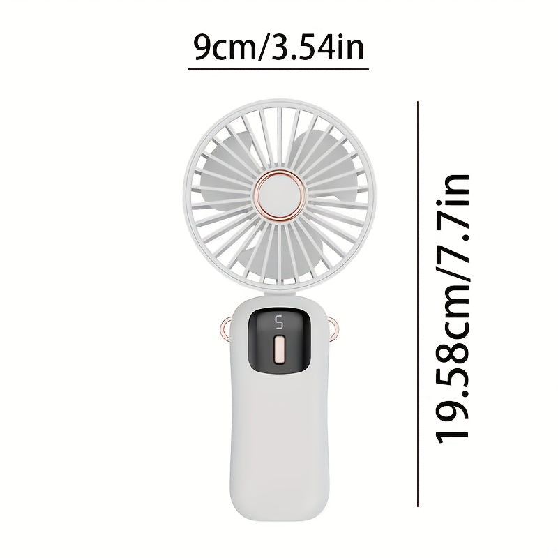 Rechargeable USB Handheld Fan with Foldable Neck, Quiet Operation, High-Velocity Cooling