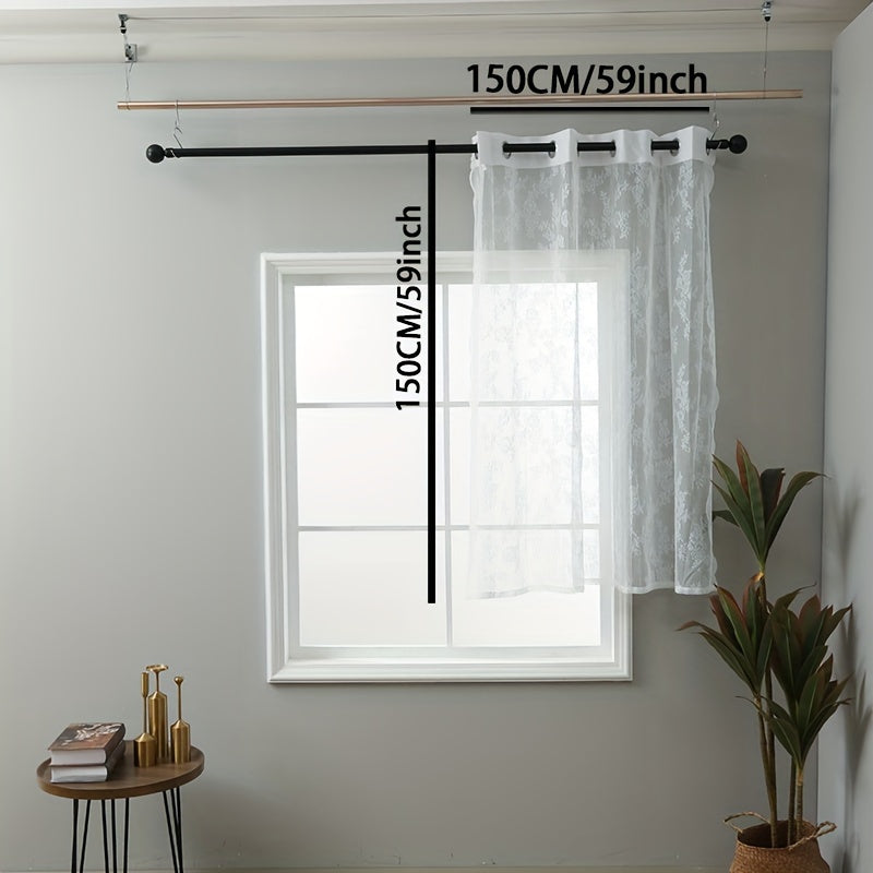 Floral Lace Curtain for Homes Perforated Sheer 1 Piece