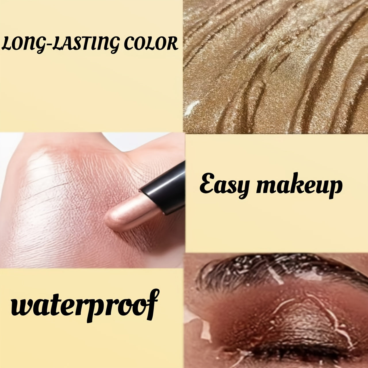 Women 15-Color Eyeshadow Stick Set Waterproof Glitter Shimmer Dual-Ended