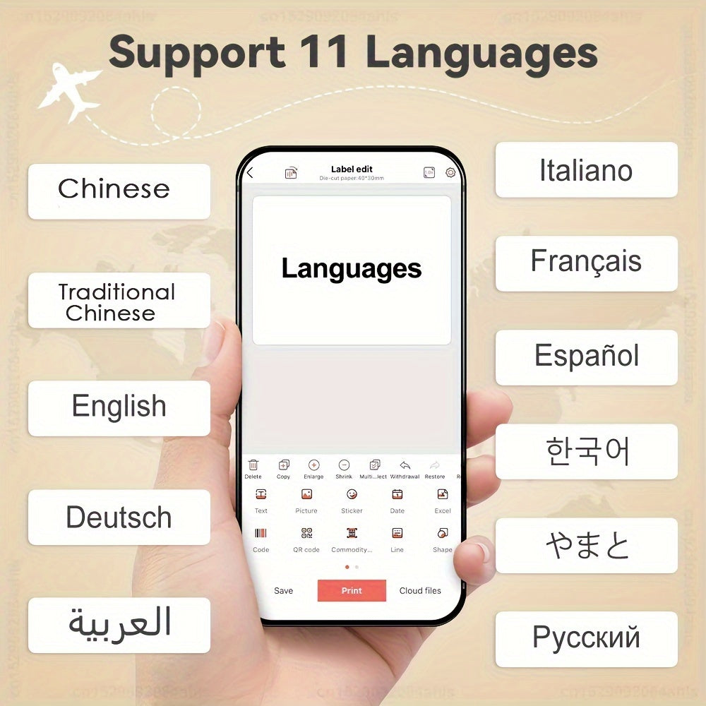 Portable Wireless Thermal Label Printer for Android iOS 40x30mm