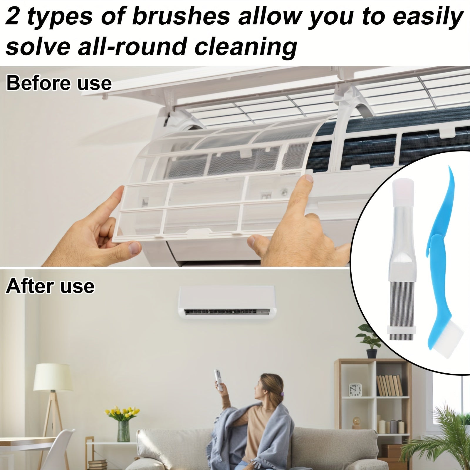 Multi-Functional Air Conditioner and Refrigerator Fin Cleaning Kit 5 Pieces Stainless Steel Plastic