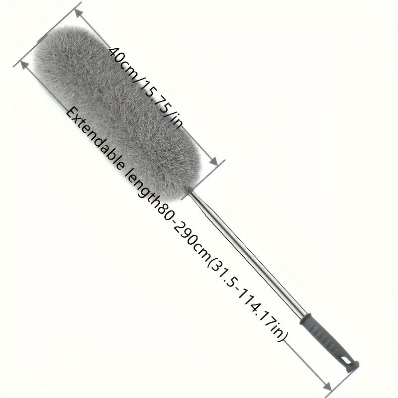 Elektrostatik teleskopik tozalash choʻpasi, egiluvchan boshli, metall tutqichli, ot junli choʻp