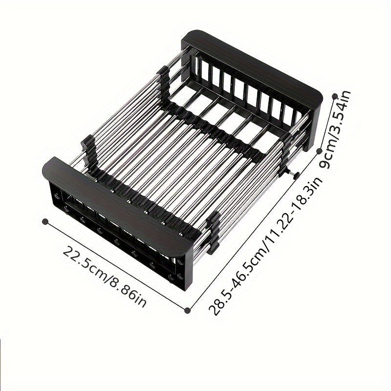 Retractable Stainless Steel Kitchen Drain Rack Sink Shelf for Dishes and Utensils