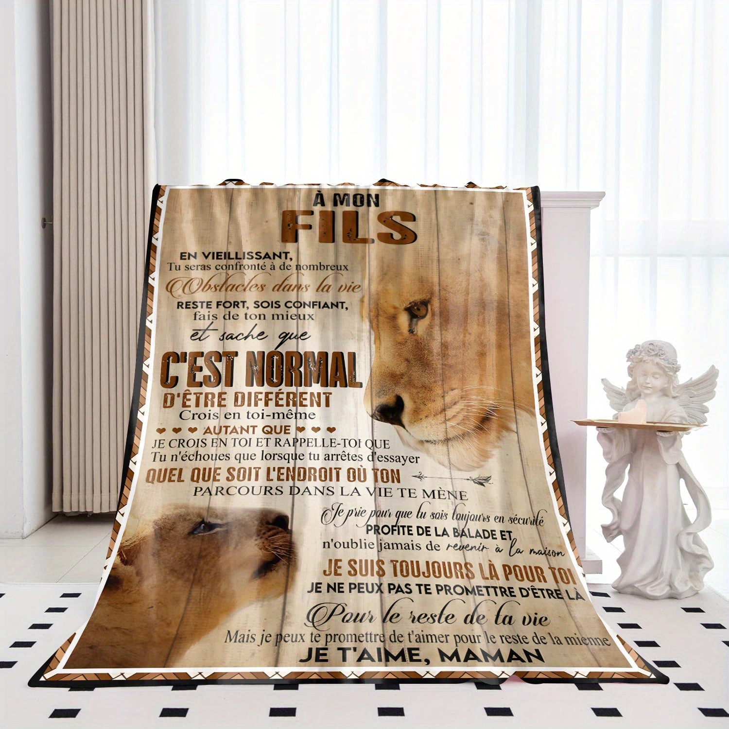 Mother and Son Themed Soft Flannel Blanket Luxurious Snug Knit Throw