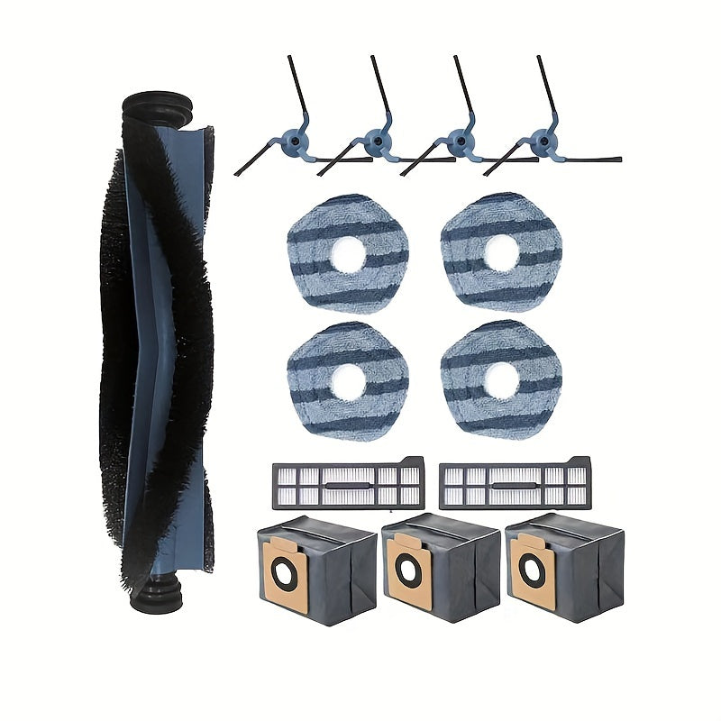 Комплект запасных частей для роботизированной пылесосной станции eufy X10 Pro Omni: 14 предметов - 1 основная щетка, 2 HEPA-фильтра, 4 моп-пада, 3 мешка для пыли, 4 боковых щетки