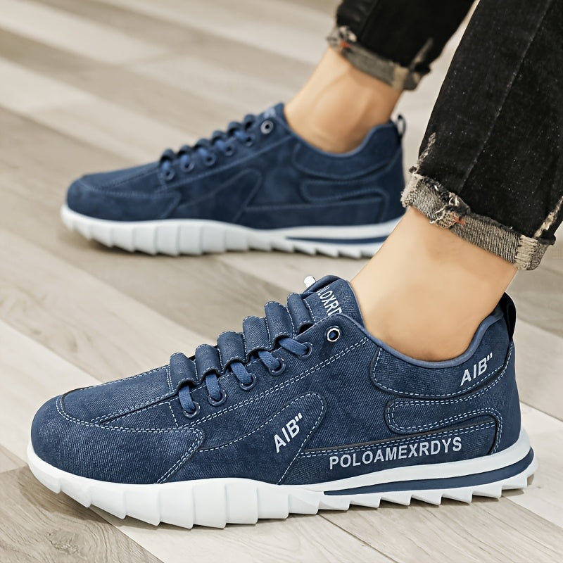 Men's Blue Sneakers with PU Upper PVC Sole Casual Running Shoes