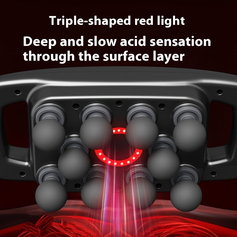 Professional o'n boshli zarba massaj quroli, USB orqali zaryadlanadigan, 9 darajadagi intensivlik, jim ishlash, butun tana bilan mos keladi, 2000mAh litiy batareyasi