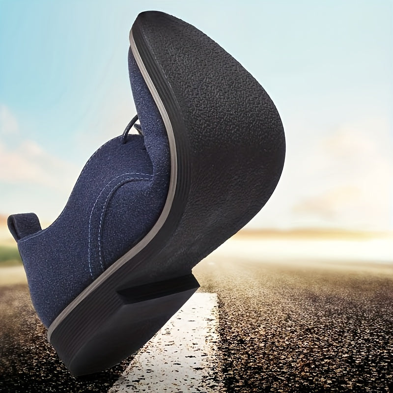 Men's Black Leather Oxford Sneakers with Rubber Sole for Business and Casual Wear