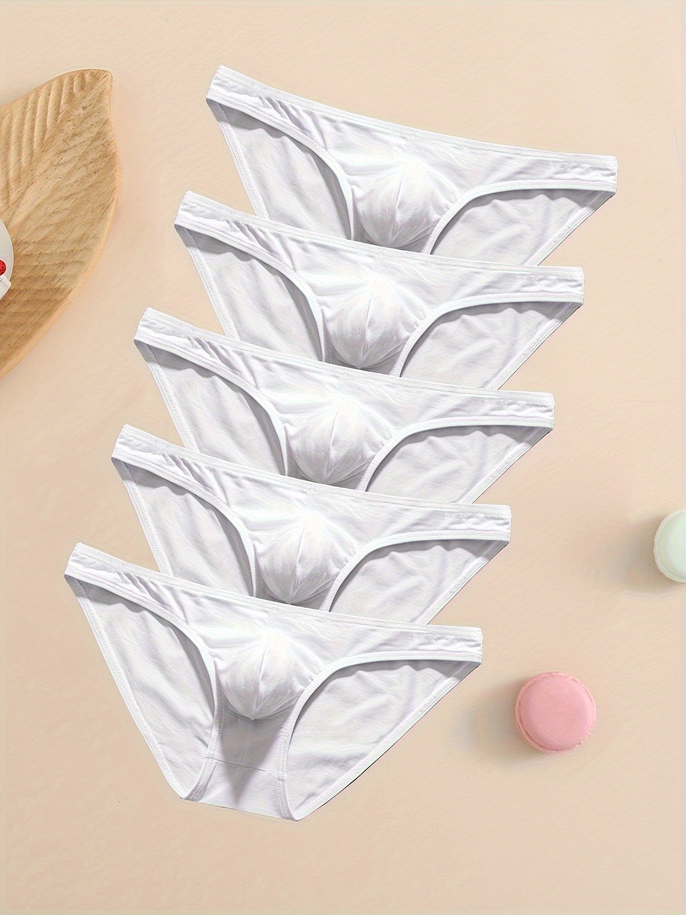 Men's Low Waist Butt Lifting Triangle Briefs Breathable Cotton Underwear Set