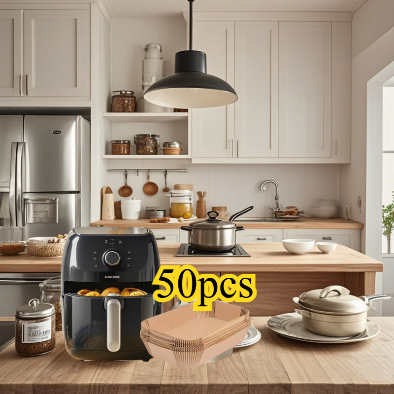 Bir martalik yopishmaydigan havo frityurining qog'ozlari, 200, 100, 50 dona kvadrat pishirish panolari