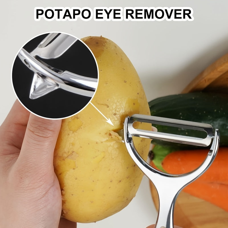 Juego de peladores de frutas y verduras de acero inoxidable con mango antideslizante