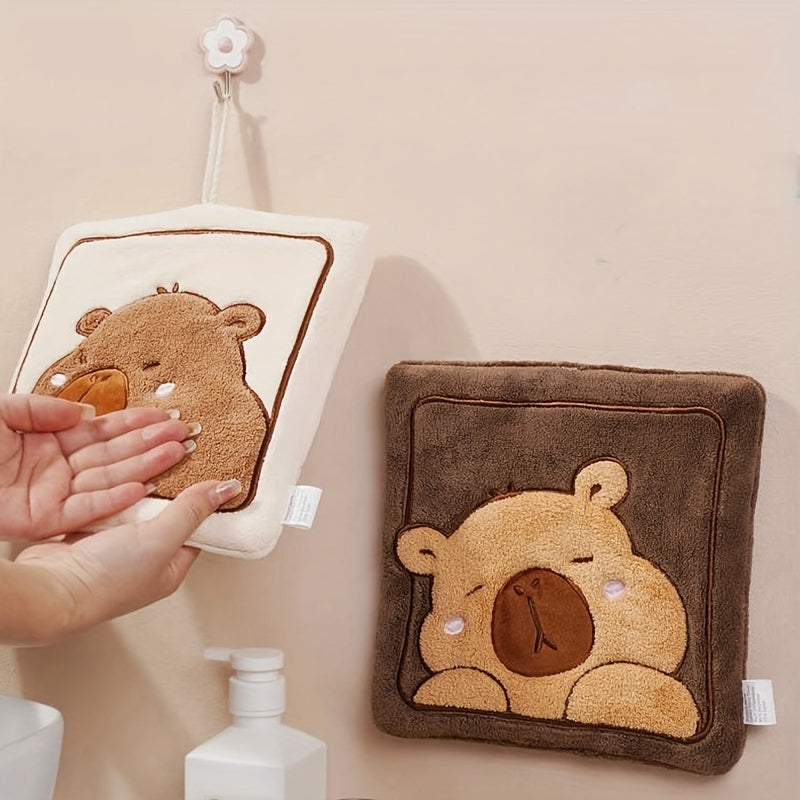 Children's Cartoon Bear Hand Towel Thick Coral Fleece 100% Cotton Soft Absorbent