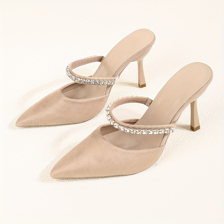 Women's Pointed High Heels with Rhinestones for Formal Events