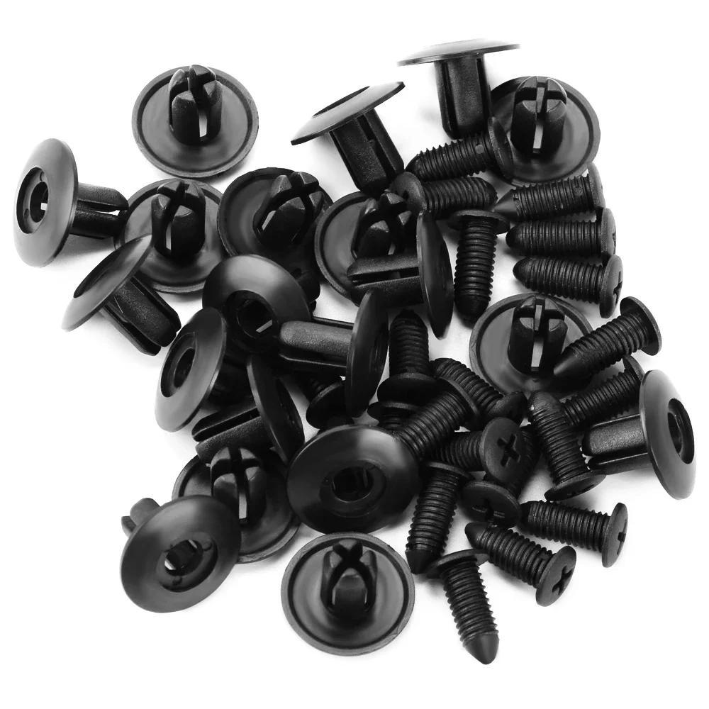 200 Pcs Black 8mm Plastic Fasteners Car Bumper Fender Rivets Push Clips
