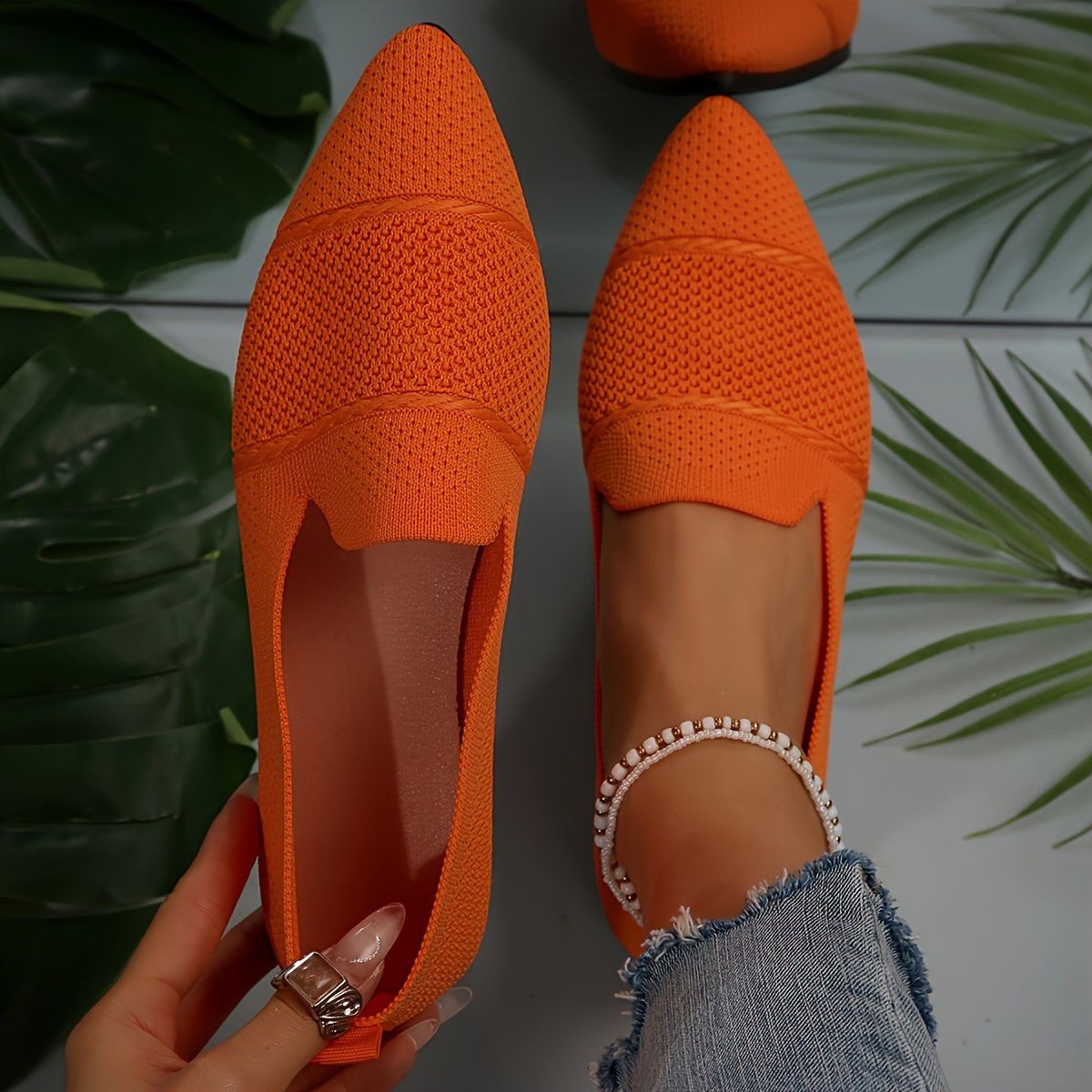 Women's Pink Leather Ballet Flats with Ankle Strap Slip-On Comfort