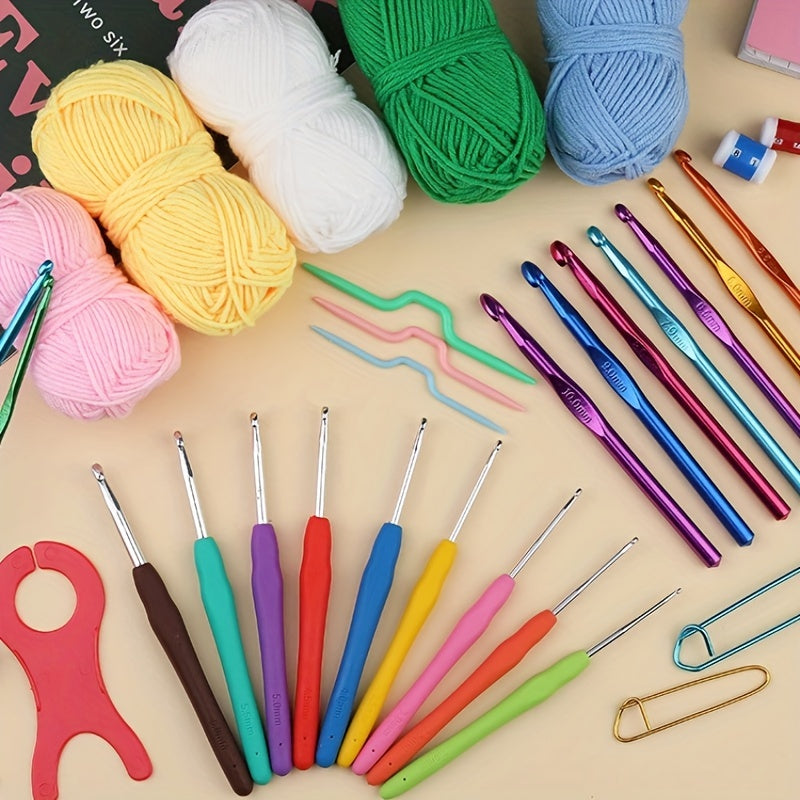 130pcs Knitting Crochet Hook Set with Bag for DIY Crafts All Seasons Multicolor