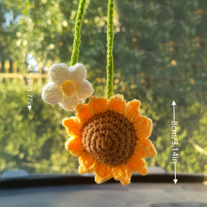 Quyosh gulidan tayyorlangan mashina uchun osma bezak, qo'lda to'qilgan quyosh gul ornamentlari