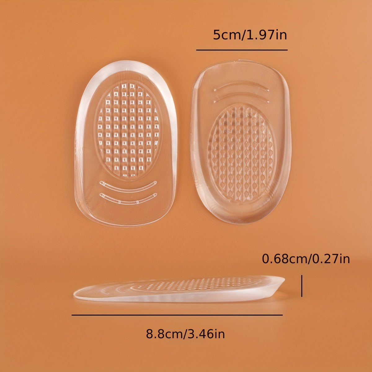 Unisex Transparent Insoles Shoe Inserts 1cm Heel Lift Pads