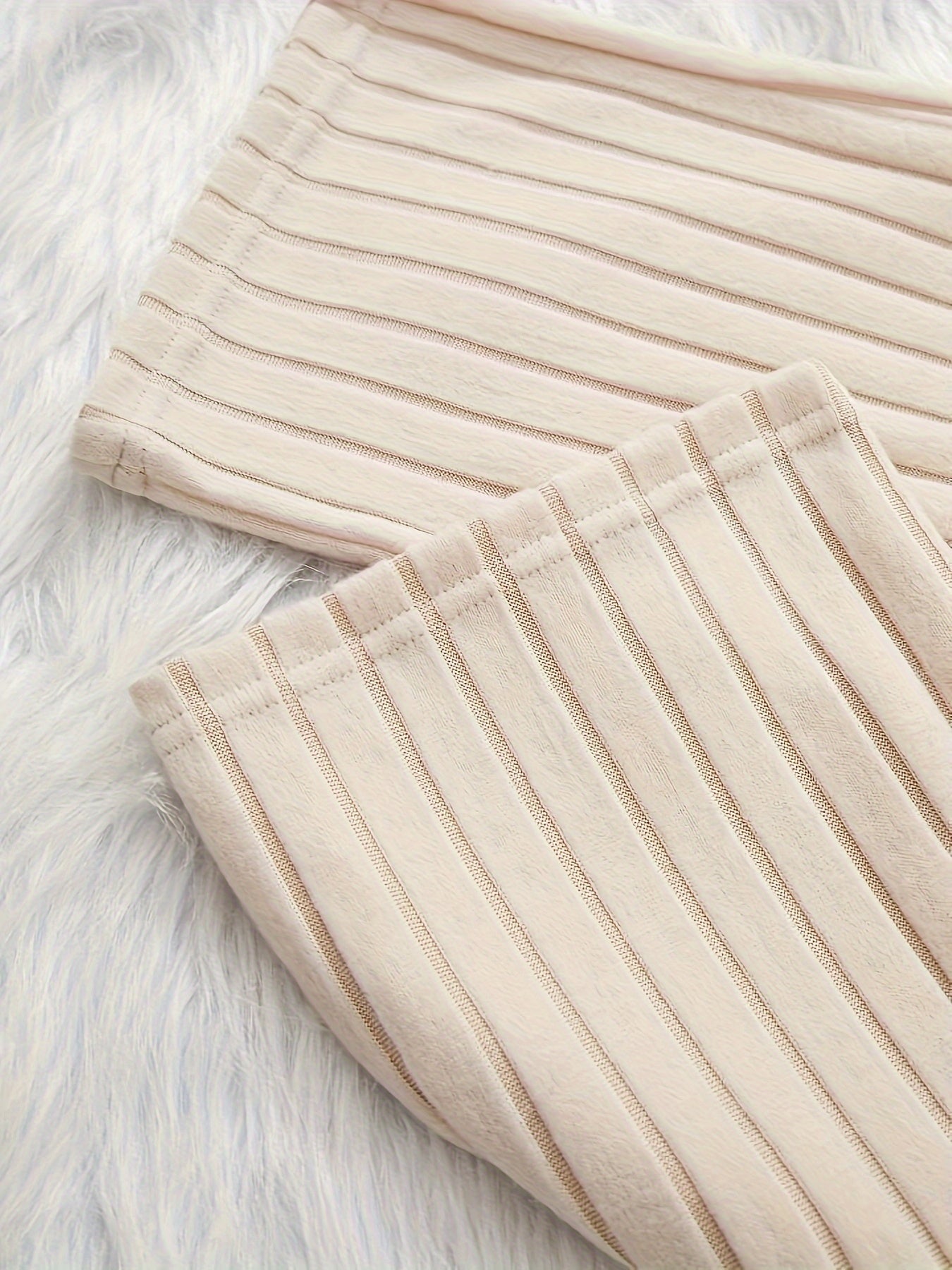 Women's V-Neck Long Sleeve Top and Straight Leg Pants Set Fall Winter Ribbed Solid