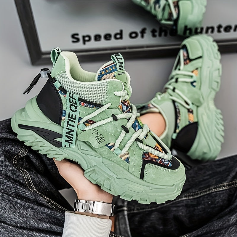 Men's Beige Chunky Sneakers for Autumn Winter Running Hiking Casual