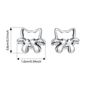 Sterling Silver Cartoon Cat Stud Earrings Hypoallergenic Jewelry for Women