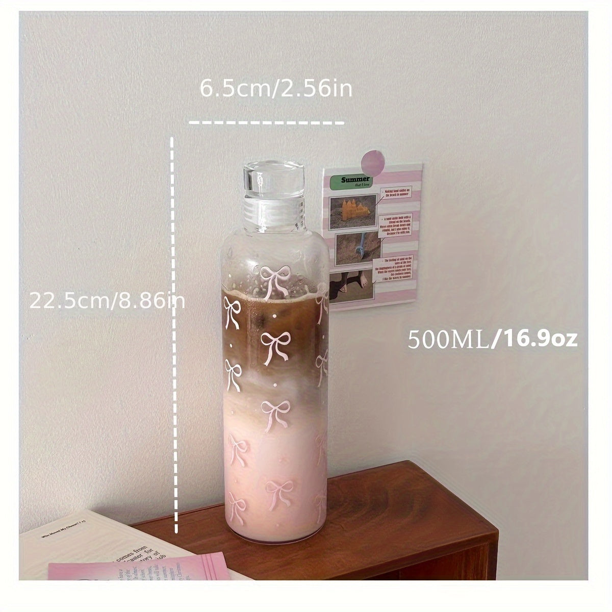 Kawaii Plastic Water Bottle 500ml with Transparent Time Scale for Sports School Outdoor