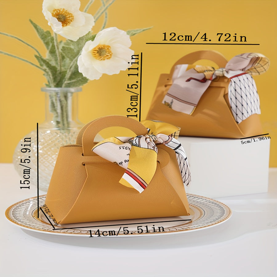Faux Leather Gift Bags with Butterfly Accents and Ribbons for Parties and Occasions