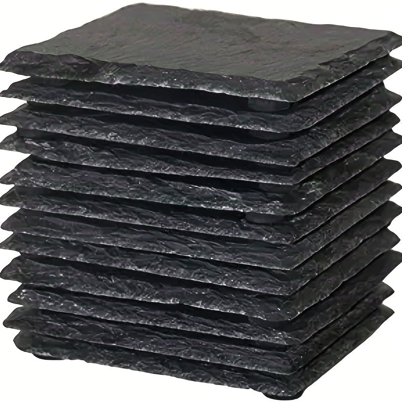 Slate Coaster Set 36 Pieces Square and Round Insulation Mats for Heat Protection