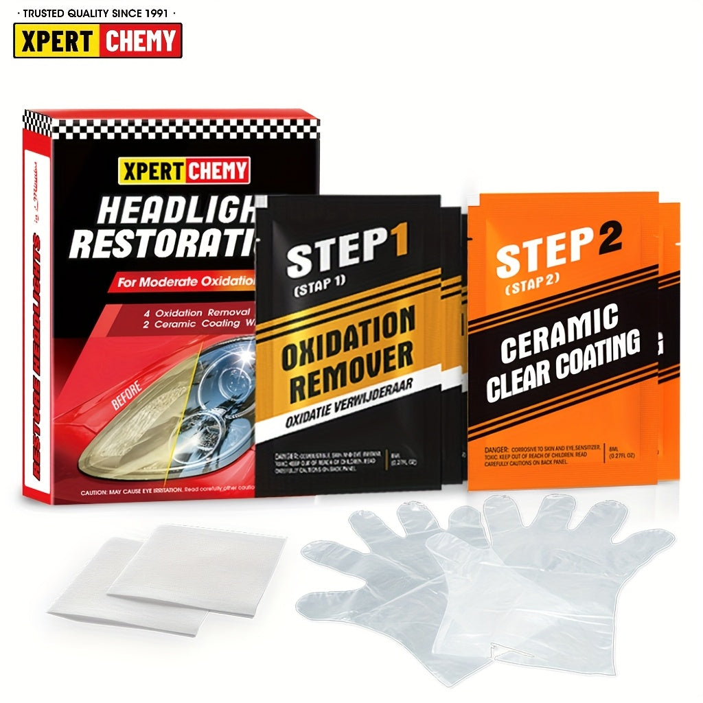 Headlight Restoration Kit - 2-Step UV Clear Coat for Sun Damage