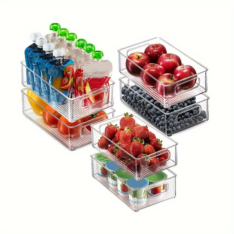 6-Piece Transparent Refrigerator Organizer Bins for Food Storage in Fridge Freezer Pantry and Kitchen Cabinets