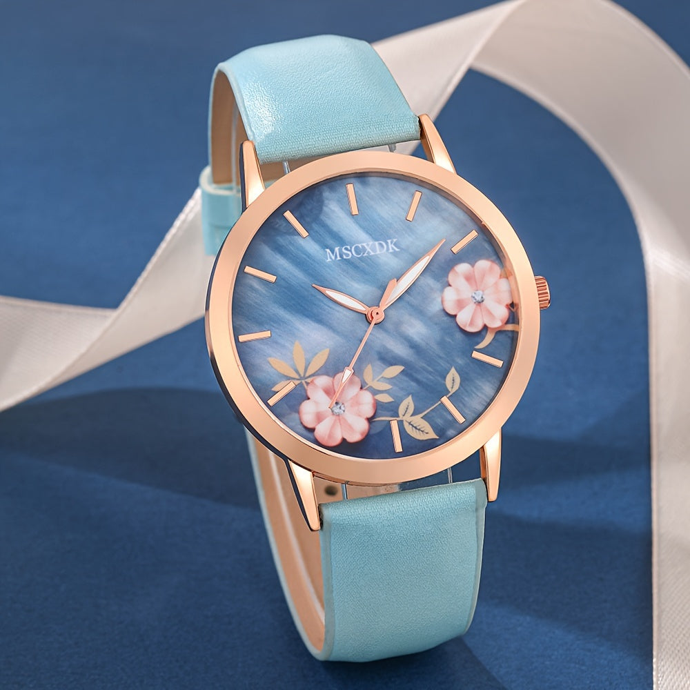 Ayollar modasi soati to'plami, kvarts mexanizmi, sun'iy charm bilan taqilgan va hamyon bilan