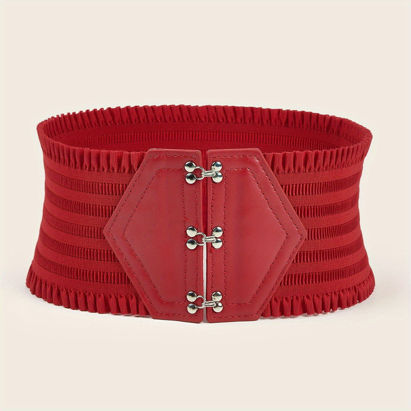 Women's Elastic Waistband Dress Girdle with Candy-Colored Ruffles and Wide Belt